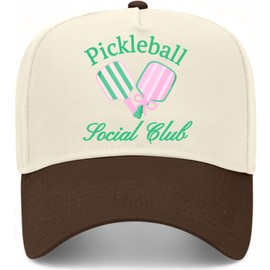 Pickleball Social Club Vintage Trucker Hat | Pickle Ball | Premium Adjustable Snapback Baseball Hat for Men & Women (US, Alpha, One Size, Brown/Natural)