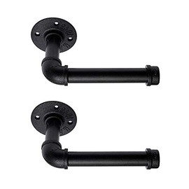 Industrial Pipe Toilet Paper Holder, DIY Vintage Rustic Paper Holder Towel Racks Heavy Duty Pipe Roll Tissue Holder with Mounting Screws for Bathroom, Bedroom, Kitchen (Black, 2)