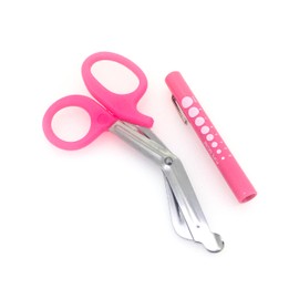 Pink - Set of 2 pcs Pink EMT First Responder 7.5" Shears + Pink Pen Light - Ideal for All Types of Emergency