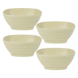 Zgwansui 20 OZ Unbreakable Cereal Bowls Set of 4, Wheat Straw Fiber Rice Bowl, Reusable Square Soup Bowls, Stackable Pinch Bowl for Side Dish Noodle Oatmeal Salad, Dishwasher Safe (Beige)
