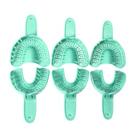 Annhua 3 Sizes Dental Impression Tray for Adults/Children, 6 PCS Perforated Disposable Teeth Impression Trays Upper and Lower (Green)