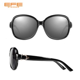EFE Oversized Polarized Sunglasses for Women - Vintage Style Designer Dark Eyewear with Composite Frame & Case 100% UV Protection, Black
