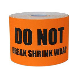 Do Not Break Shrink Wrap Sticker Label - Orange Shipping Label for Packaging, Handling, and Storage - 5 x 3 Inch, 300 Labels