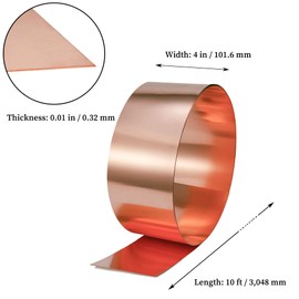 GOORY Copper Flashing 28 Gauge - 4in x 10ft 0.013"(0.32mm) Thickness Roof Flashing Roll - 99.95+% Pure Copper Sheet Metal ASTM B152 - Roofing Repair DIY Project Contractor Jewelry Crafts