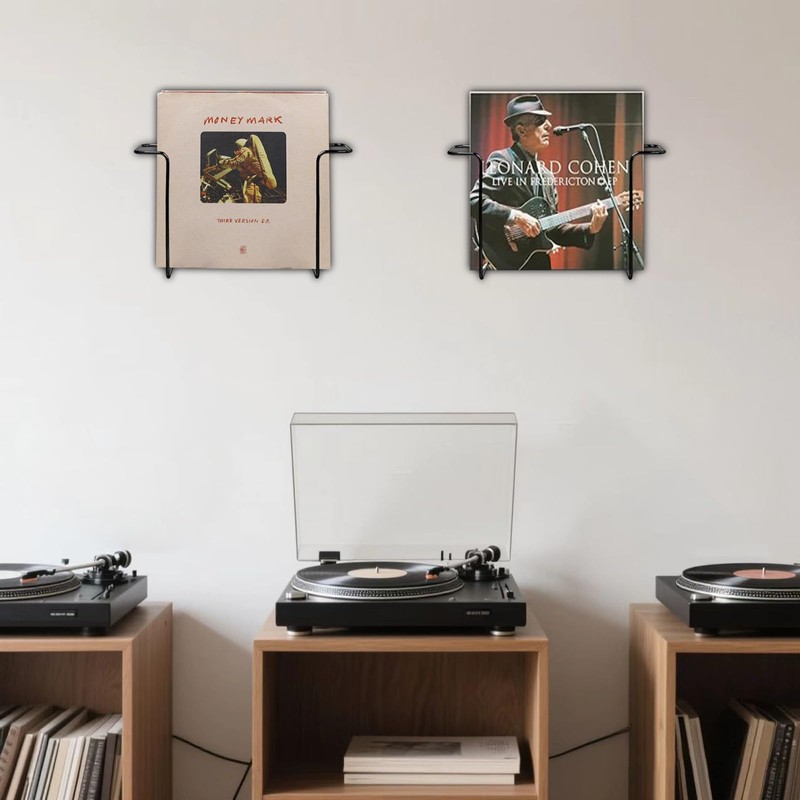 Modern Metal Vinyl Record Wall Mount Shelf (2 Pack), Matte