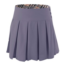 BIENZOE Girl's Stretchy Pleated Adjustable Waist School Uniforms Skirt Grey 10