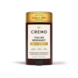 Cremo Italian Bergamot Antiperspirant & Deodorant for Men, 48-hour Sweat and Odor Protection, 2.65oz