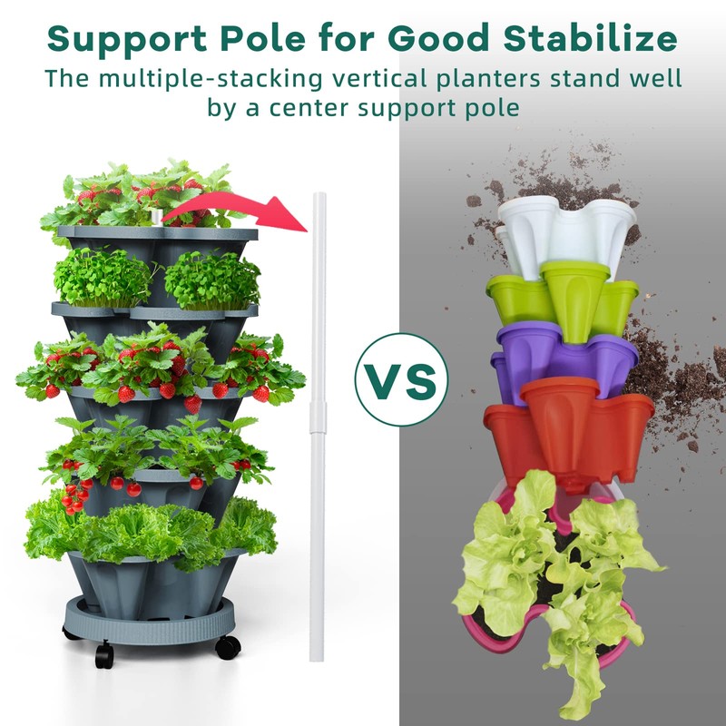 Tectsia 7 Tiered Strawberry Vertical Planters Tower Garden 2 Pack,