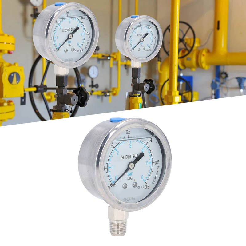 Pressure Gauge 1/4 NPT Accuracy Level 2.5 Transparent Dial Vacuum