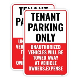 2PC Tenant Parking Only Sign, 18 x 12 Inches - Aluminum - Resident Private Parking Sign