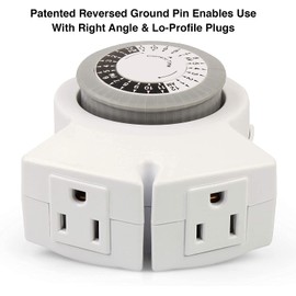 Clear Power 2-Outlet 24 Hour Mechanical Timer, for Christmas Lights and Holiday Decorations, Indoor and Outdoor Combo Pack, 3-Prong with 6 inch Cord (CPCO95002)