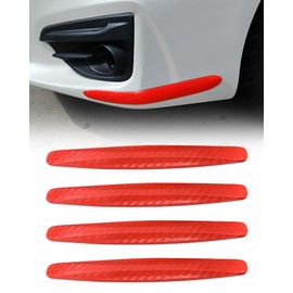 Bumper Guard Trim Strips, 4PCS Car Door Edge & Handle Protectors - Universal Accessories Fit for All Cars/SUV/Vans/Pickups, Carbon Fiber Texture Anti Scratch Trim, Easy Install (Red, 13cm)