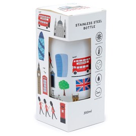 Puckator BOT220 London Icons Reusable Stainless Steel Hot & Cold Thermal Insulated Drinks Bottle 350ml