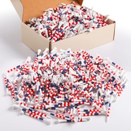 FINGER TEN Bamboo Golf Tees Wood 2 3/4 3 1/4 Inch Wooden Tee Color Bulk 250/500/1000/2000 Count for Men Women Kids (American Flag, 250 Count(3 1/4 Inch))