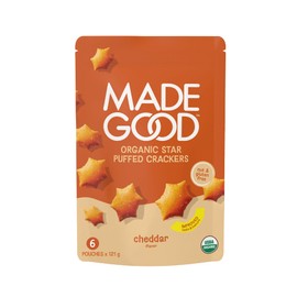 MadeGood Cheddar Star Puffed Crackers (6 Bags - 4.26 Oz Each) Gluten Free and Organic, Healthy Snacks