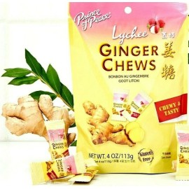 Prince of Peace Ginger Chews Candy with Lychee (100% Natural) 4oz~8/25/2025