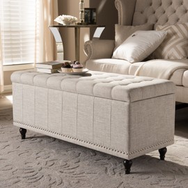Baxton Studio Kaylee Modern Classic Upholstered Button-Tufting Storage Ottoman Bench Beige