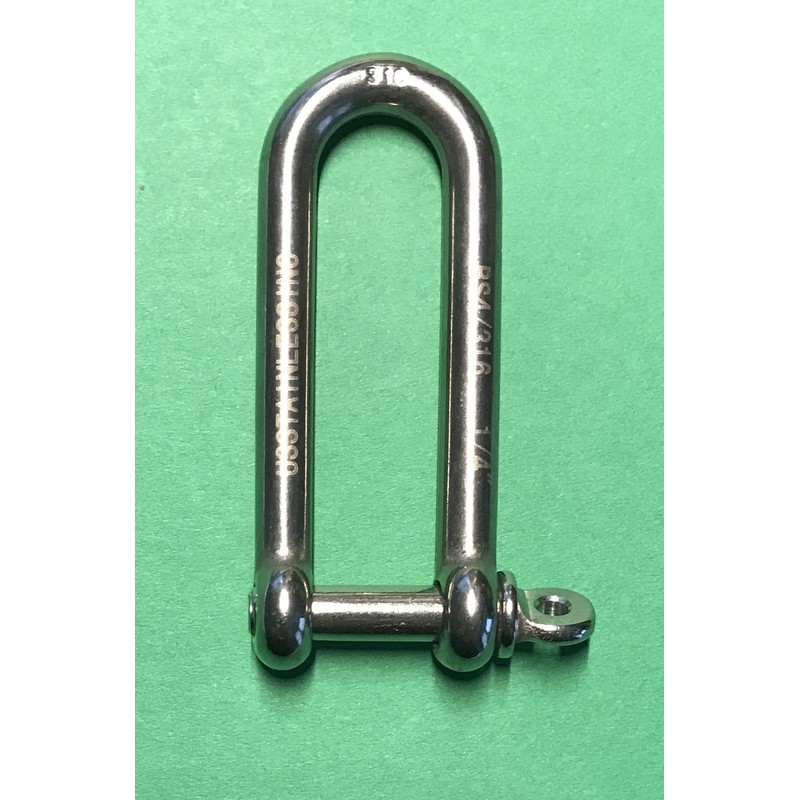 Stainless Steel 316 Long D Shackle 1/4" (6mm) Marine Grade