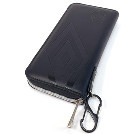 Umbro Long Wallet, Wallet, Bill Compartment, Round Zipper, Diamond Round Brand, Plate, Logo, Men's, Women's, Unisex, Black, Black