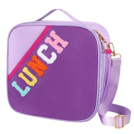 Nsrzua Lunch Bag Kids,Insulated Lunch Bag With Adjustable Shoulder Strap,Reusable Lunch Bag for Kids, Girls,Boys, lunch Bag Women,Preppy Lunch Box for School,Travel, Picnic (dark purple)