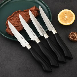 DURA LIVING Steak Knives Set of 4, Kitchen Knife Sets with Steel Blades for Precise Cutting, Lightweight Steak Knife Set Stainless Steel & Durable, Serrated Steak Knives