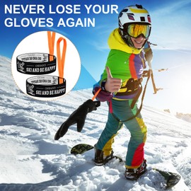 CHERAINTI Glove Leash, Sport Glove Safety Strap 4 Pcs Slim Handcuffs Ski Gloves Leash 75/30mm Elastic Wrist Leash Handcuffs with Pattern Skiing Snowboard Outdoor Accessories for Hanging Glove