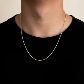 ZAULER Solid 925 Sterling Silver Italian 1.2mm Cable/1mm Wheat/0.8mm Box/2mm Singapore/0.8mm Snake/1mm Diamond Cut Cuban Link Curb Chain Necklace for Women