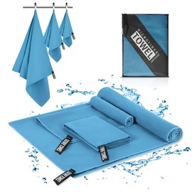 Libershine Mikrofaser Handtuch, 3er Set (180x80cm Groß Badetuch & 80x40cm+30 x60cm Klein Handtuch) Mikrofaser Handtuch Set, Schnelltrocknendes Handtuch Reisehandtuch Sporthandtuch Mit Netztasche