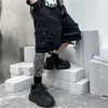 XYXIONGMAO Men's Streetwear Black Techwear Pants Gothic Cargo Tactical Shorts
