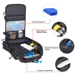 MOSISO 30L Tactical Backpack, Military Daypack 3 Day Assault Rucksack Outdoor Hiking Hunting Fishing Camping Training Shoulder Bag with USA Flag Patch & USB Charging Port, Night Camouflage