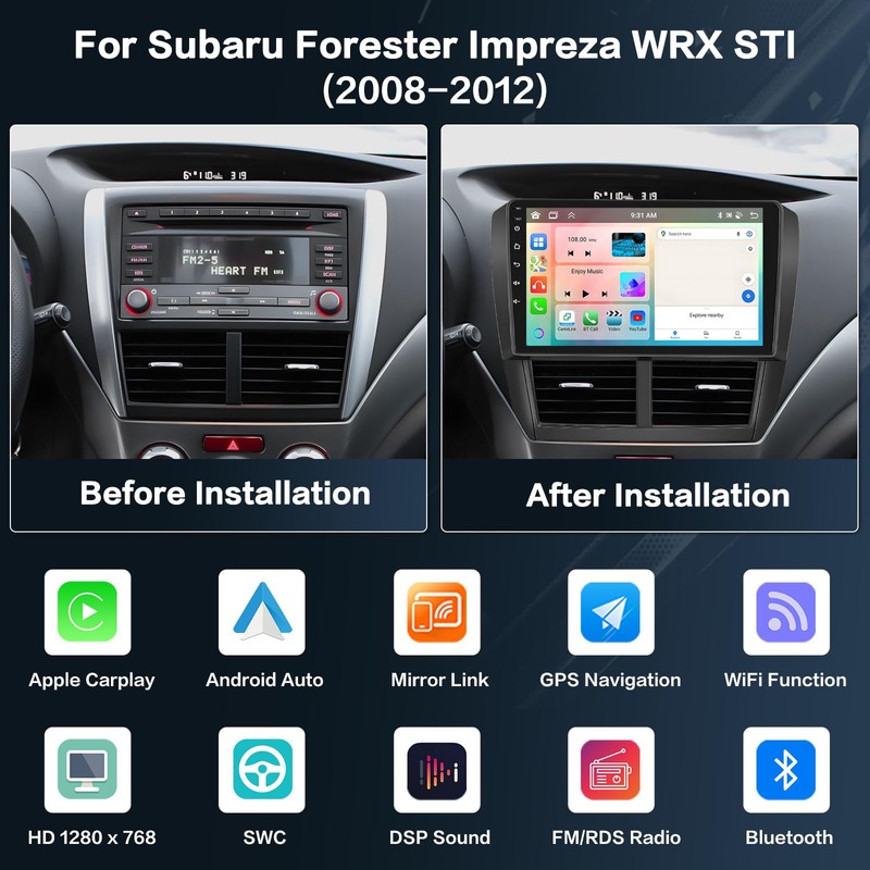 Inefala 8-Core 4+64G Android 13 Car Stereo Upgrade Radio for
