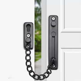 Safety Chain Door Lock Heavy Duty Latch Chain Door Lock with Spring Anti-Theft snap Lock, Stainless Steel Brushed Nickel (Black)