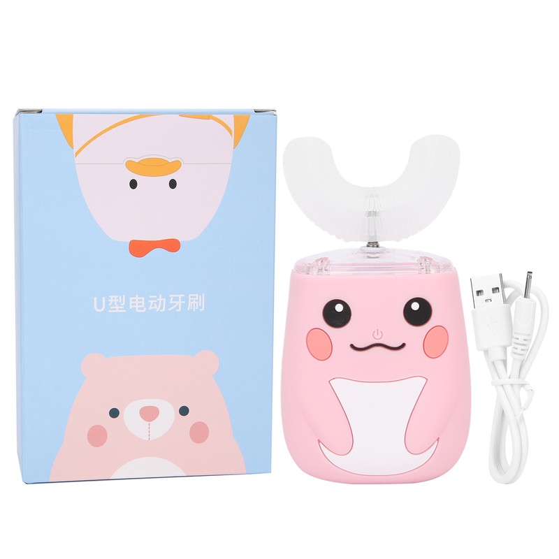Children Electric Toothbrush Teeth Cleaning Massage UShape Waterproof Automatic Toothbrush(Pink