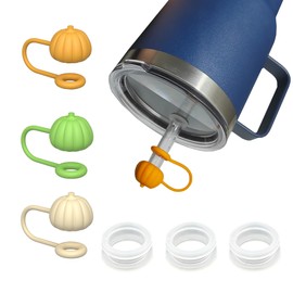 Spill Stopper Compatible for YETI Straw tumbler Cup 25oz, 26oz, 35oz, 42oz,Straw Cup Spill Accessories Mug rambler straw lid 3 Straw Cover Topper Cap,3 Leak Proof Stopper Pumpkin
