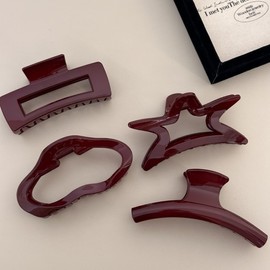 Anchor Red Hairpin, Large Shark Claw Clip for Back of Head, Hair Volume Clip for Women Autumn Five-Pointed Star 5ea