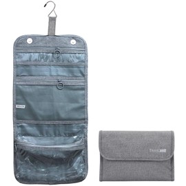Tcdwla Kulturbeutel Herren Damen, Kulturtasche zum Aufhängen, 1 Stück Waschtasche mit Haken, Klappbar, Große Kapazität, Mehrere Kammern, für Reise, Badezimmer, Kinder (Grau)