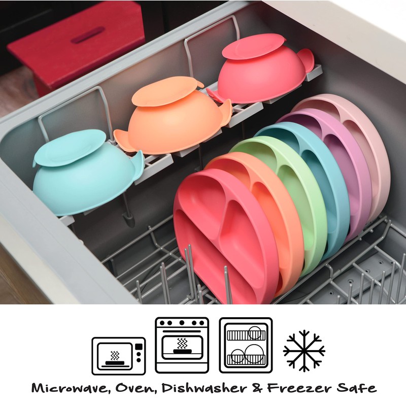 PrimaStella Unbreakable Silicone Non-Slip Bowl and Chew Spoon Set for