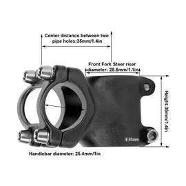Dilwe Bicycle Short Shank, 25.4 x 35 mm Bicycle Handlebar Shaft, Applicable to Bicycle Handlebars with a Diameter of 25.4 mm. 25.4 mm Bicycle (Black)