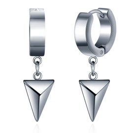 INFINIONLY Men's Stainless Steel Creole Earrings Creative Arrow Stud Earrings for Women Teenagers Simple Fashion Triangular Arrow Earrings Fashion Earrings, Stainless Steel