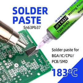 Sn63/Pb37 Tin Solder Paste, 183℃ Melting Point, 20-38µm Tin Paste For Electronic, Soldering Flux for PCB, IC, BGA, SMD Repair (1 Pack)