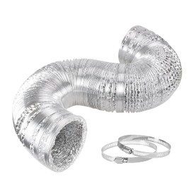 YSSOA 4" 25Ft Non-Insulated Air Aluminum Ducting Flexible Dryer Vent Hose for Heating Cooling Ventilation and Exhaust, 2 Clamps Included, Silver