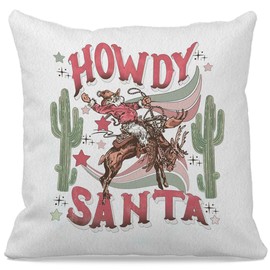 JIMOWANG Western Cowboy Hat Santa Throw Pillow Case Modern Cushion Cover Square Pillow Cover Decoration for Sofa Bed Chair Car 18 x 18 Inches