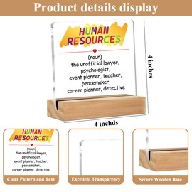 Human Resource Definition HR Gifts Acrylic Sign with Wood Stand, Human Resources Gifts Bedroom Living Room Desk Cubicle Table Shelf Decor, Office Gifts for Women Men Manager Director Coworker