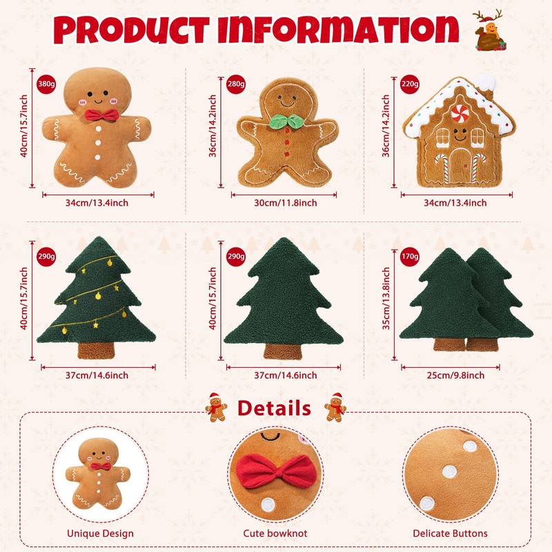 Vijamiy Christmas Cushions with Filling, Assorted Cute Festive Xmas Designs