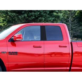 Rvinyl Pillar Post Window Trim Compatible with Dodge Ram 2009-2018 (Crew Cab/Quad Cab) - Matte (Black)