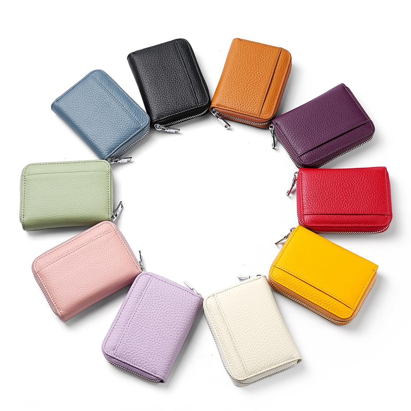Yocipa Genuine Leather Coin Case, 6 Compartments, Women's, Mini Wallet,