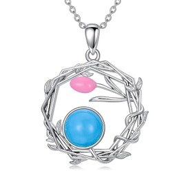 ZPMMPZ Tulip Necklace Sterling Silver Tulip Flower Pendant Necklace Turquoise Jewelry Gift for Women