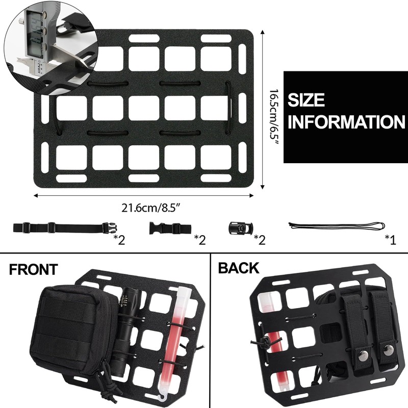 XUKEY 2 Pcs Car Headrest Organizer,Rigid Molle Panel Molle Seat