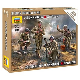 Zvezda 120116 926287 1/100 US 81 mm Mortar with Crew, White
