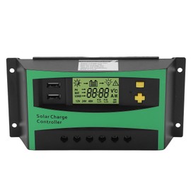 Solar Charge Controller PWM Panel Regulator 12V 24V 30A with 2 USB 5V Outputs RV Boat Supplies